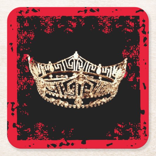 アメリカ恋しく思スタイルクラウンのスクラッフコースター スクエアペーパーコースター (正面)