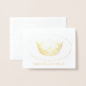 アメリカ恋しく思スタイルゴールドフォイルクラウンノートカード – Sm 箔カード (封筒付き正面)