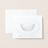 アメリカ恋しく思スタイルシルバーフォイルクラウンノートカード – Sm 箔カード (封筒付き正面)