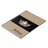 アメリカ恋しく思スタイルノート – クラウン&名前をカスタムする ノートブック (左側)