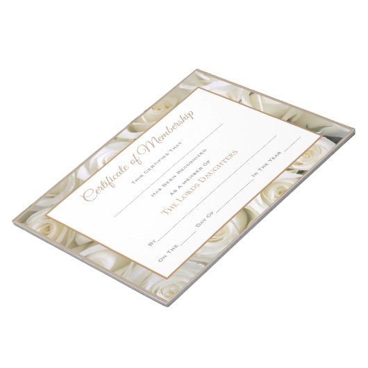 アメリカ恋しく思スタイルページ証明書 – バラ ノートパッド (アングル)