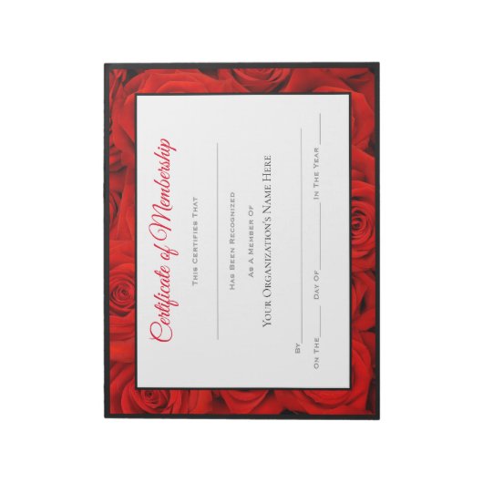 アメリカ恋しく思スタイルページ証明書 – バラ ノートパッド (回転)