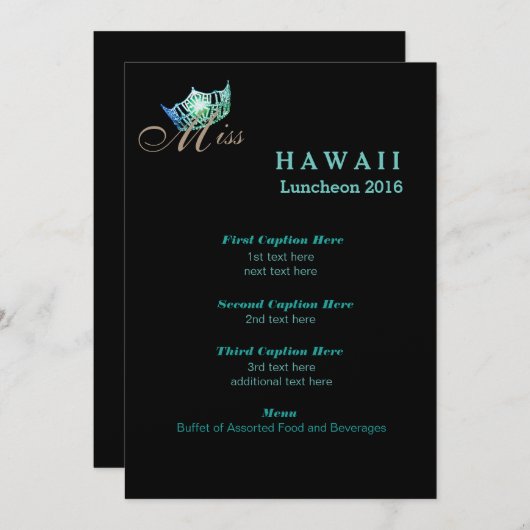 アメリカ恋しく思ブラックきらめくランチョンプログラムカード メニュー (正面/裏面)