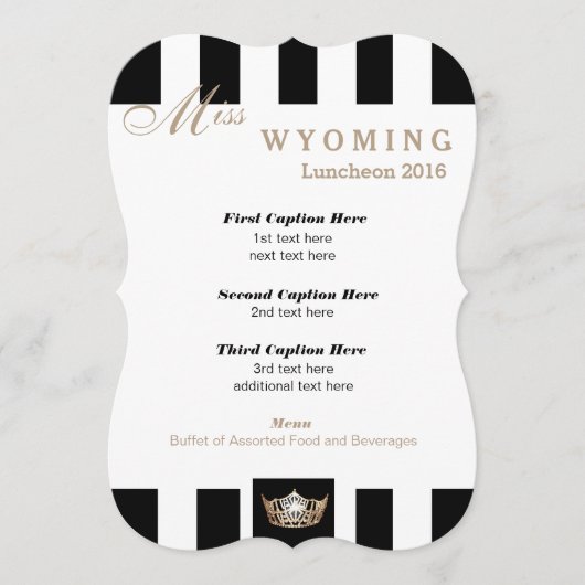 アメリカ恋しく思ブラックストライプランチョンプログラムカード メニュー (正面)