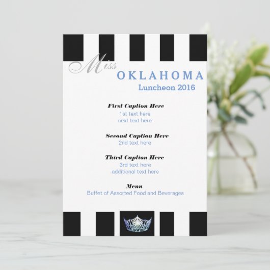 アメリカ恋しく思ブラックストライプランチョンプログラムカード メニュー (スタンド正面)