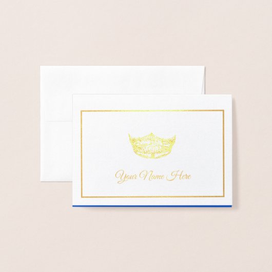 アメリカ恋しく思名座席表金ゴールド箔付きクラウン 箔カード (封筒付き正面)