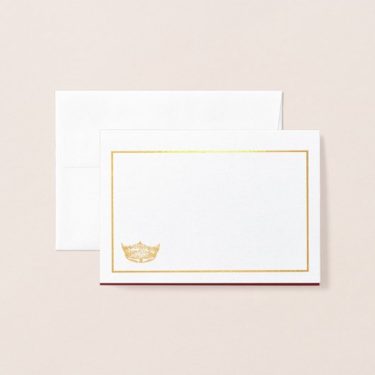 アメリカ恋しく思名座席表金ゴールド箔付きクラウン 箔カード (封筒付き正面)