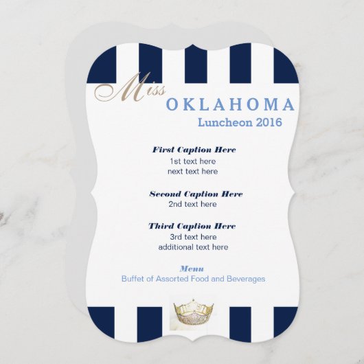 アメリカ恋しく思海軍ストライプルンチョンプログラムカード メニュー (正面/裏面)