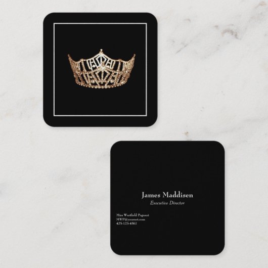 アメリカ恋しく思金ゴールドクラウンビジネスカード スクエア名刺 (正面/裏面)