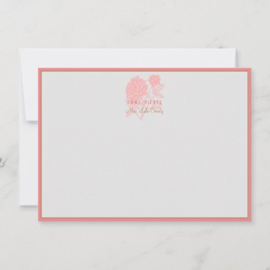 アメリカ恋しく思USAページアカスタムントNote Card-Coral ノートカード (正面)