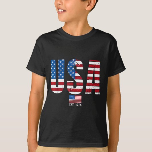 アメリカ愛国アメリカ国旗7月4日アメリカ Tシャツ (正面)