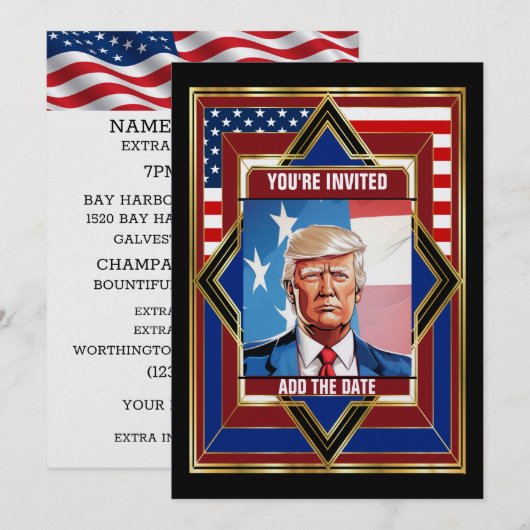 アメリカ愛国デコ 招待状 (正面/裏面)