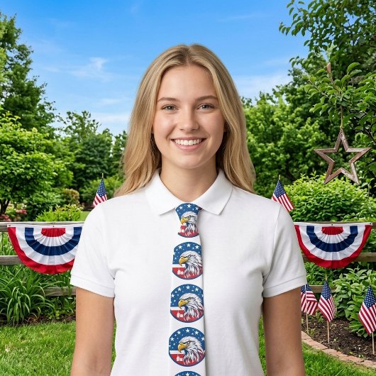 アメリカ愛国ハクトウワシ ビンテージアート 7月4日 ネクタイ