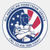 アメリカ愛国ハンドマン広告をカスタマイズ ラウンドシール (正面)