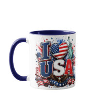 アメリカ愛国ハートサッカーファンマグ | アメリカンフラグ