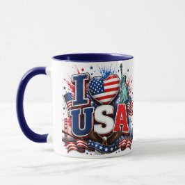 アメリカ愛国ハートサッカーファンマグ | アメリカンフラグ マグカップ