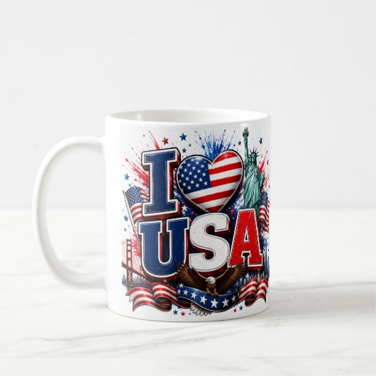 アメリカ愛国ハートサッカー マグ | アメリカ国旗 (左)
