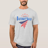 アメリカ愛国ハート柄スターユニセックスヘザー Tシャツ (正面)