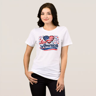 アメリカ愛国ハート USAプライド 赤 白 トライブレンドTシャツ
