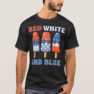 アメリカ愛国主義 レッド ホワイト アンド ブルー アイスキャンディー Tシャツ