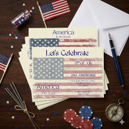 アメリカ愛国主義 1776-2026 旗お祝い  招待状