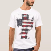 アメリカ愛国国旗がTシャツを横切る Tシャツ (正面)