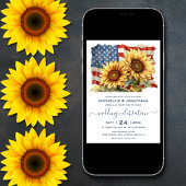 アメリカ愛国国旗のひまわり結婚の花 招待状