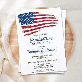 アメリカ愛国国旗のアメリカ軍隊卒業 インビテーションポストカード