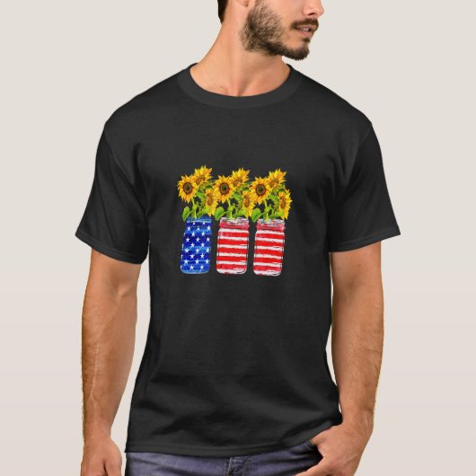 アメリカ愛国国旗のシャクナゲのヒマワリ Tシャツ (正面)