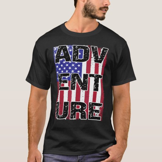 アメリカ愛国国旗の旅行アドベンチャー自然ワイルドOu Tシャツ (正面)