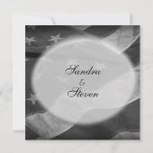 アメリカ愛国国旗の白黒 招待状 (裏面)