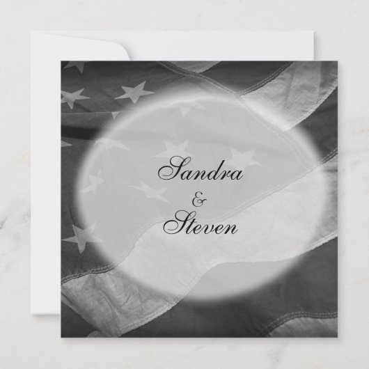 アメリカ愛国国旗の白黒 招待状 (裏面)