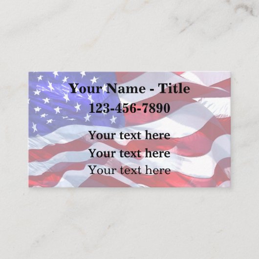 アメリカ愛国国旗の背景 名刺 (正面)