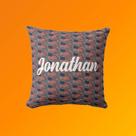 アメリカ愛国国旗の芸術名ホワイト文字 クッション