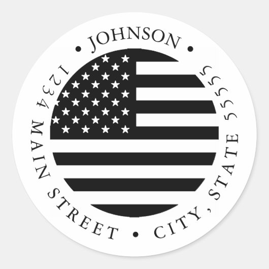 アメリカ愛国国旗の返却ラベル ラウンドシール (正面)