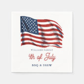 アメリカ愛国国旗7月4日ファミリー懇親会 スタンダードカクテルナプキン (正面)