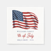 アメリカ愛国国旗7月4日ファミリー懇親会 スタンダードカクテルナプキン (正面)
