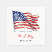 アメリカ愛国国旗7月4日ファミリー懇親会 スタンダードカクテルナプキン (正面)