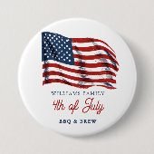 アメリカ愛国国旗7月4日ファミリー懇親会 缶バッジ (正面)
