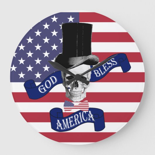 アメリカ愛国国旗 ラージ壁時計 (正面)