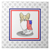 アメリカ愛国国旗USAパピロン(レモン)かわいい タイル (正面)