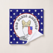 アメリカ愛国国旗USAパピロン（レモン）かわいい バスタオルセット (ウォッシュタオル)