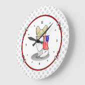 アメリカ愛国国旗USAパピロン（レモン）かわいい ラージ壁時計 (傾斜)