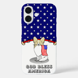 アメリカ愛国国旗USAパピロン(レモン)かわいい iPhone 16ケース
