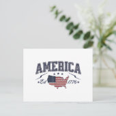 アメリカ愛国国旗USA Est 1776 7月A日4日 シーズンポストカード (スタンド正面)