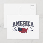 アメリカ愛国国旗USA Est 1776 7月A日4日 シーズンポストカード (正面/裏面)