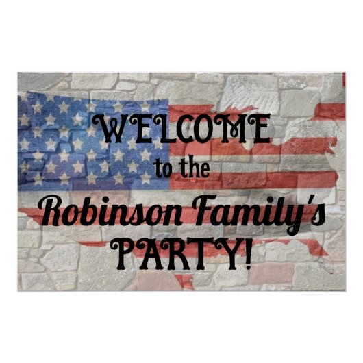 アメリカ愛国地図フラッグウォールカリグラフィー文字 ポスター (正面)