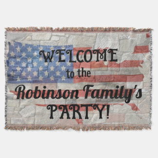 アメリカ愛国地図旗壁カリグラフィテキスト スローブランケット