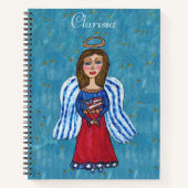 アメリカ愛国天使スター保持国旗BlUe ノートブック (正面)