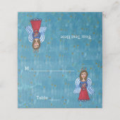 アメリカ愛国天使ホールディングフラッグブルー金ゴールドスター プレイスカード (外部開封)